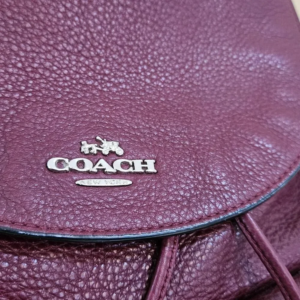 Coach preppy grunge burgundy pebbled leather Billie backpack